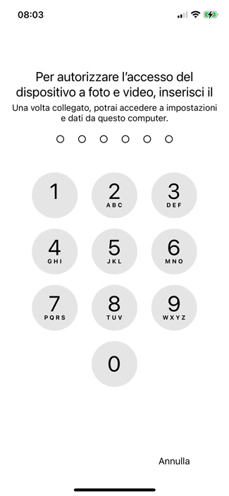 Telefono protetto da PIN